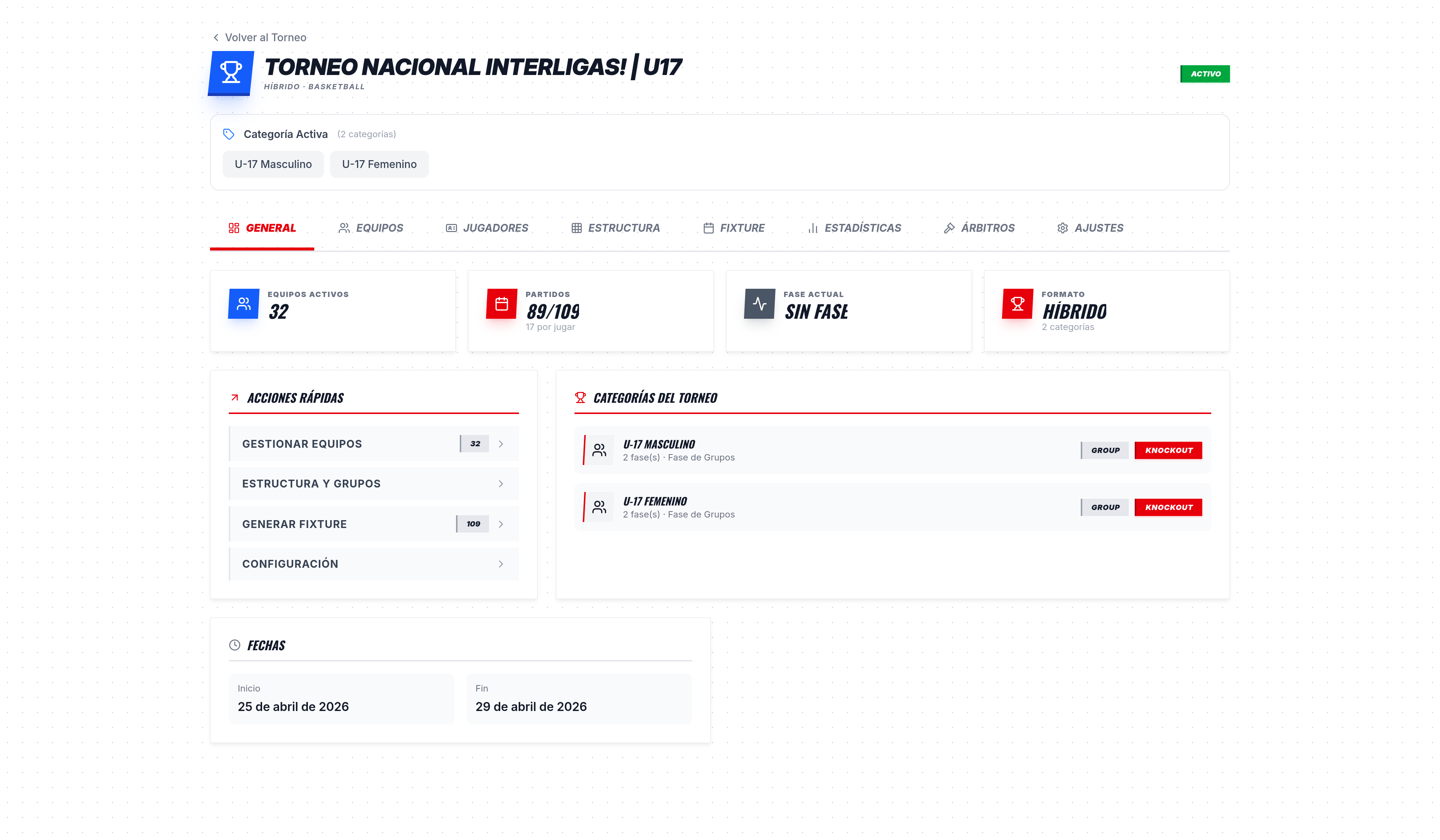 Plataforma de Torneos LegadoSport